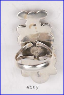 Vtg Navajo Six-Stone Bisbee Turquoise Ring 925 Sterling Silver Stamped Size 9
