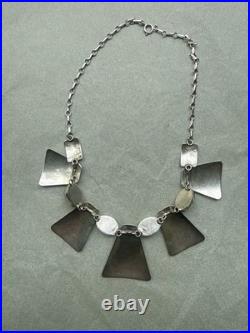 Vtg Navajo Sterling Silver & Black Onyx Modernist 18Bib Neclace 64g Vtg Navajo Sterling Silver & Black Onyx Modernist 18Bib Neclace 64g