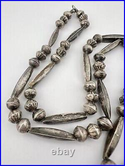Vtg Navajo Sterling Silver Pearl Bench Bead Blossom Pendant Necklace 26 24.2g