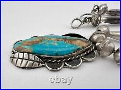 Vtg Navajo Sterling Silver Royston Turquoise Bench Bead Pendant Necklace 17