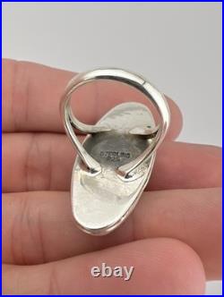 Vtg Navajo Sterling Silver Webbed Kingman Turquoise Stamped Large Ring 1.5