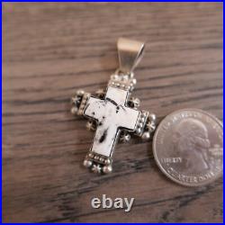 Vtg. Navajo Sterling Silver & White Buffalo Cross Pendant Signed Gary G