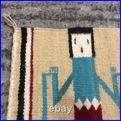 Vtg Navajo Yei Hand Weaving Wall Tapestry Native American Hanging Rug 28 X 13