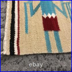 Vtg Navajo Yei Hand Weaving Wall Tapestry Native American Hanging Rug 28 X 13