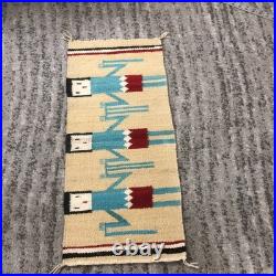 Vtg Navajo Yei Hand Weaving Wall Tapestry Native American Hanging Rug 28 X 13
