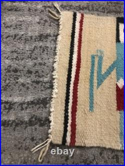 Vtg Navajo Yei Hand Weaving Wall Tapestry Native American Hanging Rug 28 X 13