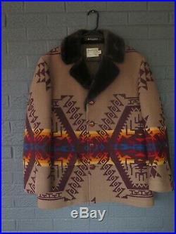 Vtg Pendleton Wool Blanket Jacket Coat Native American Print Chief Joseph 44