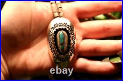 Vtg SHADOWBOX TURQUOISE sterling silver PENDANT HEISHI SANTO DOMINGO necklace