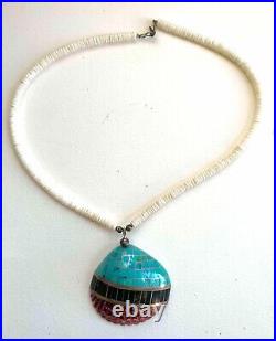 Vtg Santo Domingo Pueblo Kewa Truquoise Shell Mosaic Heishi Necklace