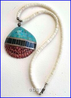 Vtg Santo Domingo Pueblo Kewa Truquoise Shell Mosaic Heishi Necklace