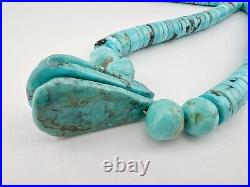 Vtg Santo Domingo Pueblo Rolled Turquoise Sterling Heishi Jacla Pendant 21