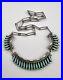 Vtg Smokey Zuni Sterling Silver Turquoise Needlepoint Collar Necklace