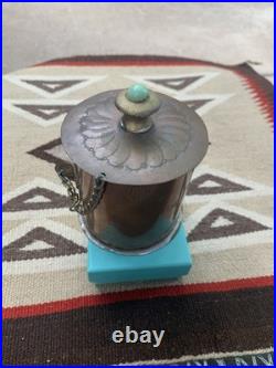 Vtg Southwest Native American Copper Box Container Turquoise Navajo Hopi