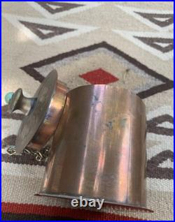 Vtg Southwest Native American Copper Box Container Turquoise Navajo Hopi