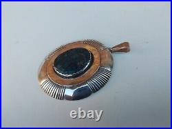 Vtg Southwest Native American Sterling Silver Turquoise Pendant Signed M Begay