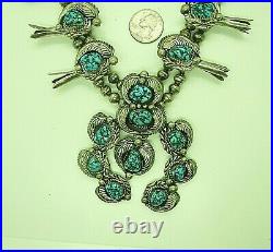 Vtg Sw N A Turquoise Squash Blossom Necklace Ry Sterling-new Price