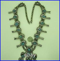 Vtg Sw N A Turquoise Squash Blossom Necklace Ry Sterling-new Price