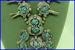 Vtg Sw N A Turquoise Squash Blossom Necklace Ry Sterling-new Price