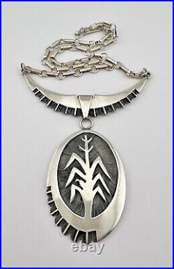 Vtg Thomas Tommy Singer Navajo Sterling Silver Corn Stalk Dangle Necklace