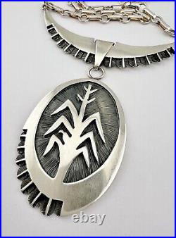 Vtg Thomas Tommy Singer Navajo Sterling Silver Corn Stalk Dangle Necklace