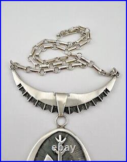 Vtg Thomas Tommy Singer Navajo Sterling Silver Corn Stalk Dangle Necklace