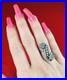 Vtg Zuni Dishta Turquoise Sterling Silver Cluster Inlay Coral Flower Ring 7.5