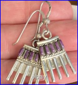 Vtg Zuni Native American Modernist Sterling Petit Needle Point Necklace Earrings