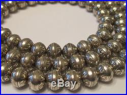 Vtg sterling silver desert NAVAJO PEARLs bench bead ball necklace STAMPed WORK