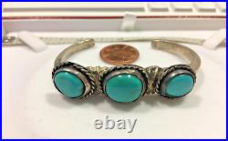 WOMENS Vintage native American Turquoise Cuff Bracelet STERLING SILVER 925