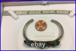 WOMENS Vintage native American Turquoise Cuff Bracelet STERLING SILVER 925