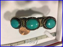 WOMENS Vintage native American Turquoise Cuff Bracelet STERLING SILVER 925