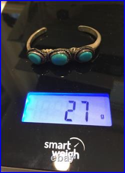WOMENS Vintage native American Turquoise Cuff Bracelet STERLING SILVER 925