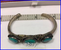 WOMENS Vintage native American Turquoise Cuff Bracelet STERLING SILVER 925
