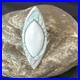 White Buffalo Turquoise Gilson Opal Navajo Sterling Silver Inlay Ring Size 10