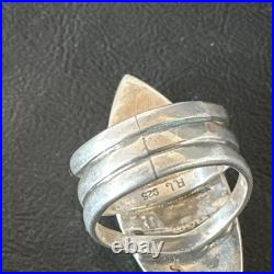 White Buffalo Turquoise Gilson Opal Navajo Sterling Silver Inlay Ring Size 10