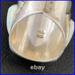 White Gilson Opal Navajo Sterling Silver Inlay Ring Size 8 12860