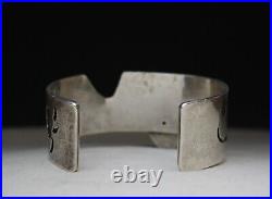 Wide Heavy Vintage Native American Hopi Sterling Turquoise Bracelet Large Size