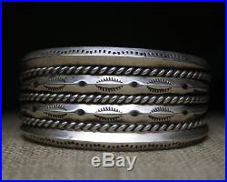 Wide Heavy Vintage Navajo Native American Sterling Silver Cuff Bracelet