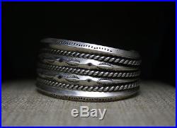 Wide Heavy Vintage Navajo Native American Sterling Silver Cuff Bracelet