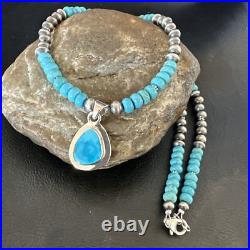 WoMens Blue Kingman Turquoise Pendant Navajo Sterling Silver Necklace 21 17965 WoMens Blue Kingman Turquoise Pendant Navajo Sterling Silver Necklace 21 17965
