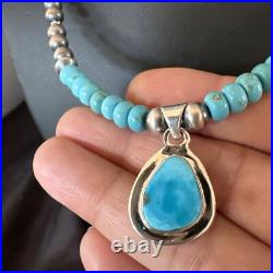 WoMens Blue Kingman Turquoise Pendant Navajo Sterling Silver Necklace 21 17965 WoMens Blue Kingman Turquoise Pendant Navajo Sterling Silver Necklace 21 17965