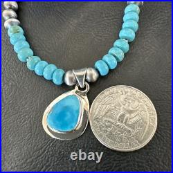 WoMens Blue Kingman Turquoise Pendant Navajo Sterling Silver Necklace 21 17965 WoMens Blue Kingman Turquoise Pendant Navajo Sterling Silver Necklace 21 17965