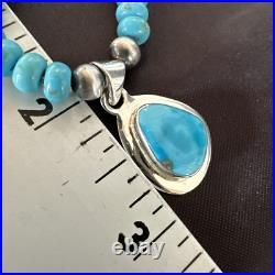 WoMens Blue Kingman Turquoise Pendant Navajo Sterling Silver Necklace 21 17965 WoMens Blue Kingman Turquoise Pendant Navajo Sterling Silver Necklace 21 17965