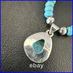 WoMens Blue Kingman Turquoise Pendant Navajo Sterling Silver Necklace 21 17965 WoMens Blue Kingman Turquoise Pendant Navajo Sterling Silver Necklace 21 17965