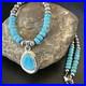WoMens Blue Kingman Turquoise Pendant Navajo Sterling Silver Necklace 21 18415