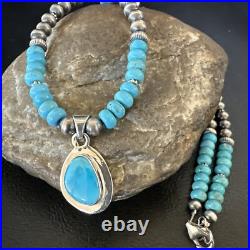 WoMens Blue Kingman Turquoise Pendant Navajo Sterling Silver Necklace 21 18415 WoMens Blue Kingman Turquoise Pendant Navajo Sterling Silver Necklace 21 18415
