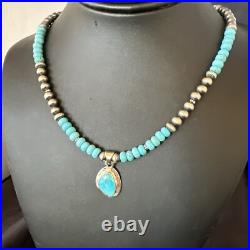 WoMens Blue Kingman Turquoise Pendant Navajo Sterling Silver Necklace 21 18415 WoMens Blue Kingman Turquoise Pendant Navajo Sterling Silver Necklace 21 18415