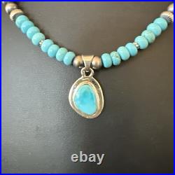 WoMens Blue Kingman Turquoise Pendant Navajo Sterling Silver Necklace 21 18415 WoMens Blue Kingman Turquoise Pendant Navajo Sterling Silver Necklace 21 18415