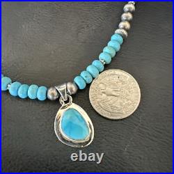 WoMens Blue Kingman Turquoise Pendant Navajo Sterling Silver Necklace 21 18415