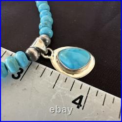 WoMens Blue Kingman Turquoise Pendant Navajo Sterling Silver Necklace 21 18415